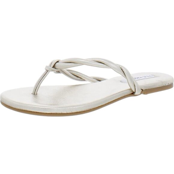 NWT NIB size 7 Gold Steve Madden Womens Saylor Metallic Slip On Thong Sandals - Picture 1 of 5